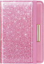 Passport Holder Cover,Traveling Passport Case Cute Passport Wallet for Women,Peach Glitter