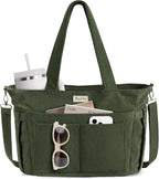 Bagstellar Corduroy Tote Bag for Women, 17 Pockets Laptop Work Tote Bag Lightweight Teacher Nurse Bible Bag for School Travel | with 40oz Cup Holder, Multi Compartment, Zipper Crossbody Bag, College Shoulder Bag, Daily Purse w/ Strap, Ideal Gift for Women