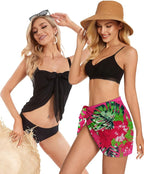CHICGAL 2 Pieces Women Beach Sarong Bathing Suit Wrap Skirt Sheer Bikini Swimsuit Cover Ups for Swimwear
