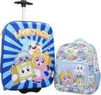 Bioworld Lanky Box Character Group Shot 2-Piece Youth EVA Wheeled Youth Luggage & Travel Backpack Set