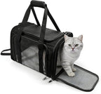 Dog Carrier for Pets, Up to 25 Lbs, Collapsible Travel Carriers for Puppy with Shoulder Strap and Removable Mat, 20x13x13 Inch, Black