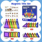 Mini Magnetic Tiles Travel Kit for Kids Ages 3-8, 60pcs Portable Magnetic Building Blocks with Visual Storage Guide & Metal Play Base, STEM Sensory Toys for Preschool Learning