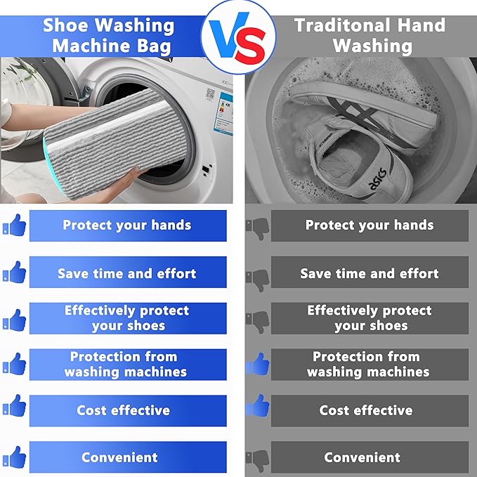 2Pcs Reusable Shoe Washing Machine Bag for Washer and Dryer:Free Up Hands, Prevent Deformation,shoe bag with Zipper Protection Design, Use for all Shoes,Sports Shoes