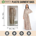 PARTY BARGAINS 60 x 20 Inch Disposable Clear Garment Bags, 50 Pack – Heavy-Duty Plastic Clothes Covers for Suits Dresses Coats, Closet & Travel