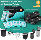 Portable Toilet Bags with Poo Gel Set, 8 Gallon Camping Toilet Bags with Absorbent Gels, Waste Bags, Leak-Proof Trash Bag for Camping Potty, Traveling