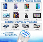 【MFi Certified】iPhone Car Charger Fast Charging, Rombica 4.8A Dual USB Smart Power Cigarette Lighter USB Car Charger with 2Pack Lightning Cable for iPhone 14 13 12 11 Pro XS Max XR SE X 8 iPad AirPods