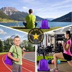 KUUQA 20Pcs Drawstring Backpack Bag Bulk Purple Drawstring Bags String Backpack Sport Gym Sack Bags Foldable Storage Bag for Women Men Shopping Gym Travel Sports