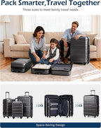 Coolife Medium Checked Luggage Hardside PC+ABS Suitcase with TSA Lock, Lightweight Rolling Carry On with Spinner Wheels(Charcoal, 24in)