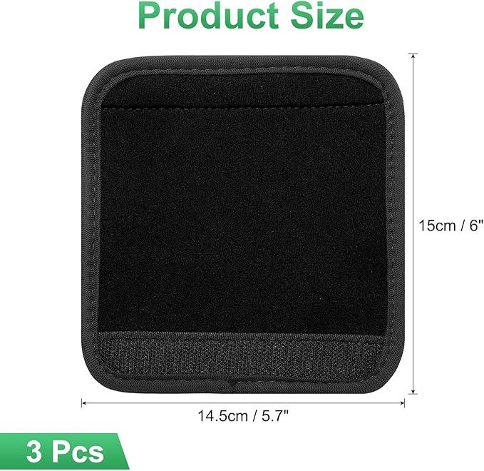 uxcell 3 Pcs Luggage Handle Wrap for Suitcase, Neoprene Handbag Grip Cover Protector Luggage Identifiers Suitcase Handle Wraps for Luggage Shopping Bag Travel Bags, Black