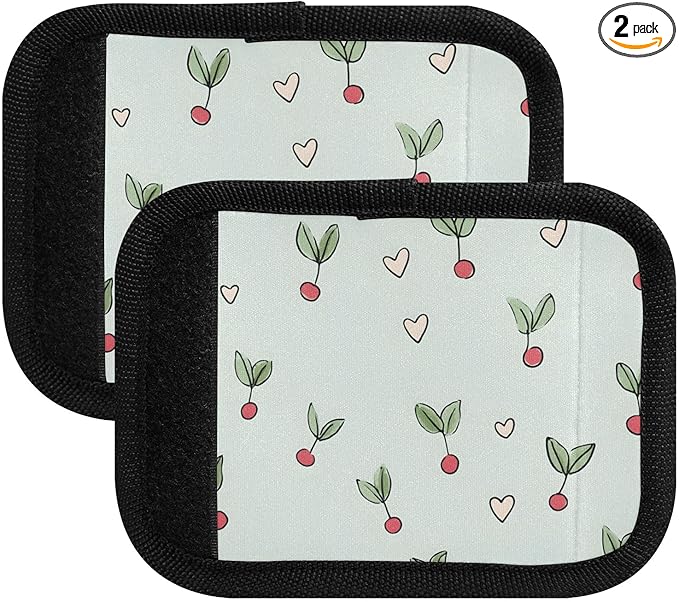 Green Small Cherry Luggage Handle Wrap for Suitcase Luggage Tags Handle Covers Identifiers Soft Decorations Travel Accessories 2 Pack