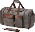 Canvas Duffle Bag for Travel 50L Expandable Travel Duffel Bags for Men Women Overnight Weekend Gym Bag with Shoes Compartment - Grey