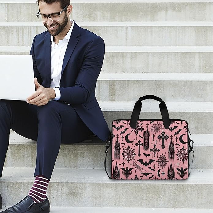 MNSRUU Laptop Bag for 15.6 inch Black Gothic Bats