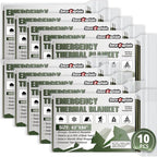 SecuCaptain Survival Emergency Thermal Blankets: Extra Large 84” x63” Space Mylar Blanket Kit for Outdoor Cold Winter Camping Hiking Car Bug Out Bag or First Aid - 10 Pack Amy Green