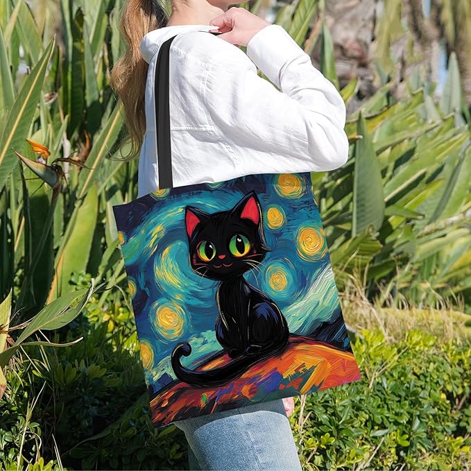 ANNA QUEEN Cat Tote Bag Shoulder Bag Handle Bag for Gym Yoga Picnic Beach Kitchen Reusable