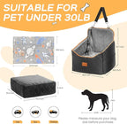 HiPetpy Dog Car Seat 6" Elevated Memory Foam Booster Seat for Small Medium Dogs Under 35 lbs with Pet Blanket, Washable Pet Car Seat with Safety Leash, Anti-Slip Base and Storage Pockets