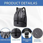 JELUTAR Drawstring Backpack Gym Bag with Shoes Compartment for Soccer, Basketball, Swim, Water-Resistant String Backpack Beach Cinch for Women Men, Dark Grey