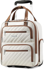 LUGGEX Underseat Carry On Luggage with Wheels, UDK Stylish Lightweight Under Seat Luggage, Soft Sided Personal Item Suitcase for Short Trip (UX-Core, Cream White, 16 Inch)