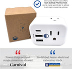 Cruise Approved Power Strip Non Surge Protector for Cruise Ship Multi Plug, 6 Outlets, 2 USB-A, 1 USB-C, & 3 AC Outlet for Carnival, Celebrity, Princess, Norwegian & Major Lines in 2026 & 2027