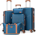 Cosbarn 5 Piece Luggage Sets with Spinner Wheels, Hardshell ABS Suitcase Set with Tsa Lock, Lightweight Hardside Waterproof Travel Suitcases for Men Women, Navy (20"/24"/28")