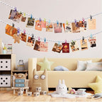 3.8M Travel Clothesline with 22 Clothes Clips, Retractable Portable Clothesline, Multifunctional Clips for for Camper Hotel Room Clothes, Books, Indoor and Outdoor, Colorful