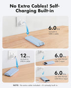 charmast 20000mAh Portable Charger with Built in Cables, 22.5W Travel Power Bank Fast Charging, USB C Cell Phone Battery Pack for iPhone 17/16/15/14/13/12 Series, iPad, Samsung, Android, Tablet