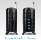 American Tourister Stratum 2.0 Hardside Expandable Luggage with Spinners | Jet Black | 3PC (CO/MED/LG)