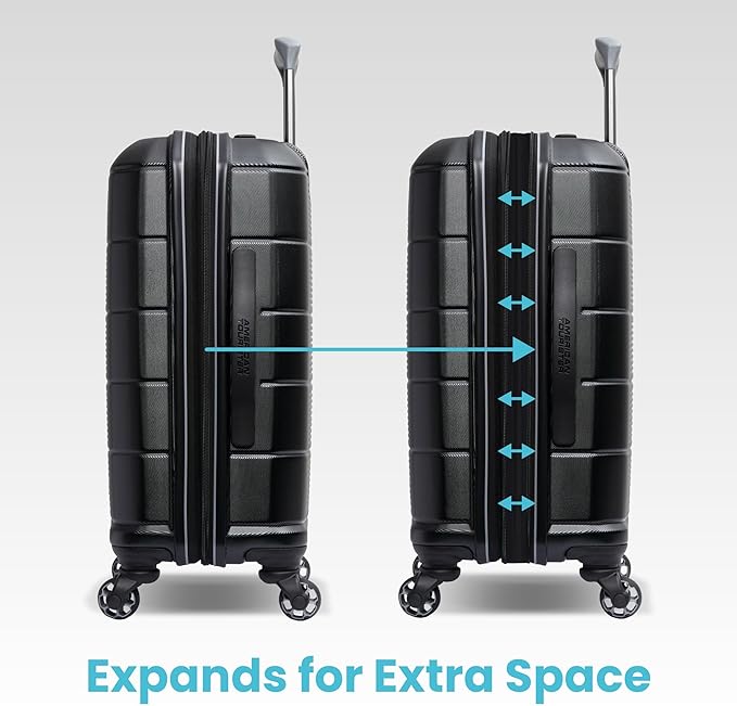 American Tourister Stratum 2.0 Hardside Expandable Luggage with Spinners | Jet Black | 3PC (CO/MED/LG)