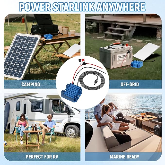Starlink Mini 12V Adapter Power Cable, 12V/24V Starlink Mini Power Supply DC Step Up Converter to 30V 3.5A, Compatible with Battery/RV/Generator/Yacht/Solar Panels Off-Grid Power Solution with Fuse