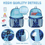 VASCHY Kids Backpack Lunch Bag Set, Boys 2-1 School Bookbag Insulated Lunch Box for Toddlers,Preschool,Daycare,Kindergarten,Elementary School Blue