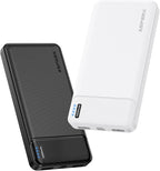 AsperX 2 Pack 10000mAh Portable Charger,USB C Fast Charging Power Bank Input & Output,Travel External Battery Pack Compatible with iPhone Samsung Android Phones,Heated Vest,Black and White