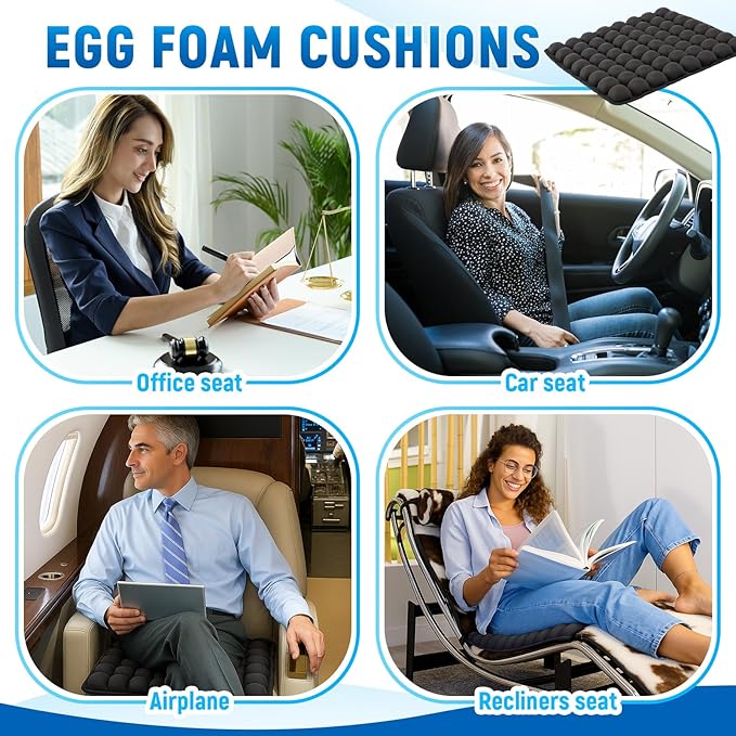 2 Pack Inflatable Travel Seat Cushion with Air Pump Storage Bags 64 Bubbles Upgrade Ergonomic Pressure Relief Airplane Seat Cushion for Long Flights Office Car Portable Lightweight Comfort Cushions