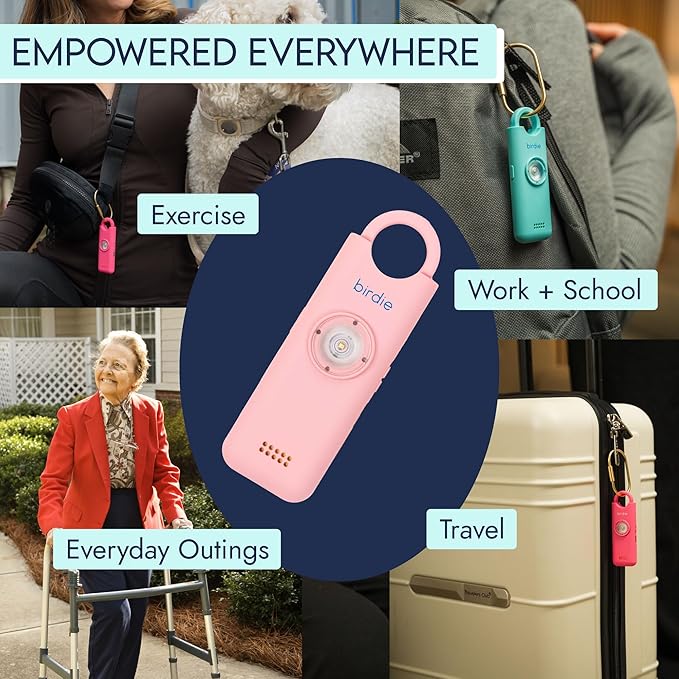 She’s Birdie 3.0 New Version – The Original Personal Safety Alarm for Women by Women–Loud Siren, Flash Light and Rechargeable Battery in a Variety of Colors (Blossom Pink)