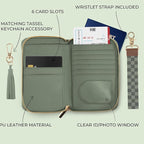 Beautiful Passport Holder for Travel with Wristlet Strap - All-in-One Wallet for Women with Card Slots and Tassel Keychain - Perfect RFID Blocking Case to Keep Your Travel Documents Organized & Safe