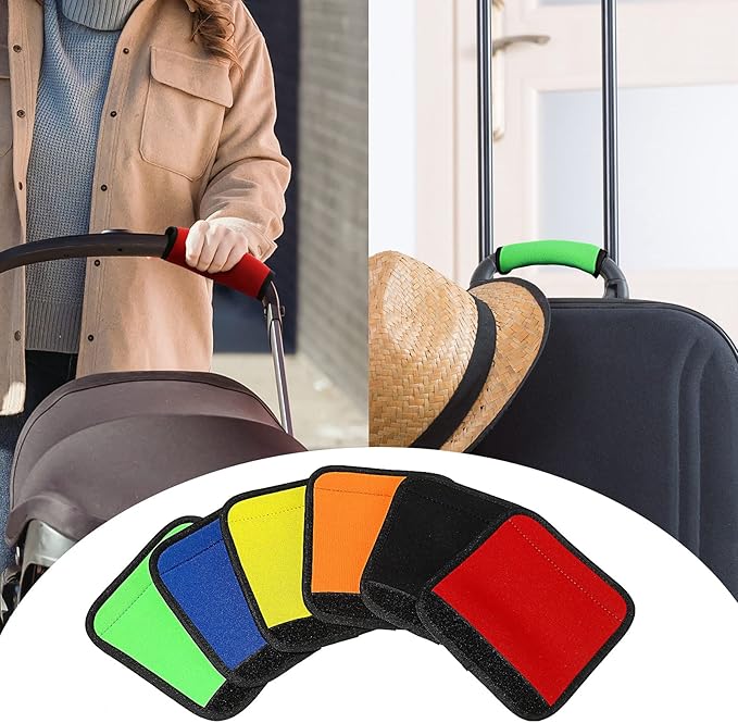 12 Pieces Neoprene Luggage Handle Wrap Grip Luggage Handle Wraps Solid Color Detachable Handle Covers Handle Identifier for Suitcase Travel Bag(6 Mixed Colors)