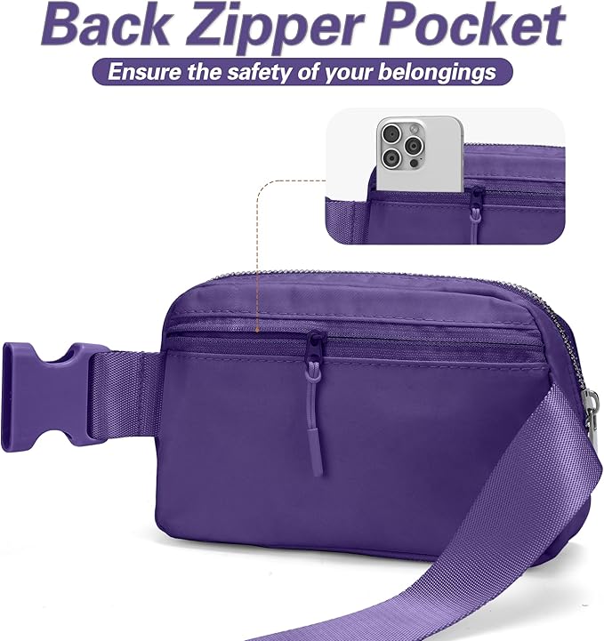 JSJ Mini Fanny Pack for Women & Men,Valentines Day Gifts for Girls Teens Kids Daughter Sister Her,Trendy Stuff Crossbody Bags Cute Everywhere Belt Bags. (Purple)
