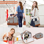 Wogarl 4PCS Weekender Bags for Women Large Overnight Weekend Travel Duffel Carry on Shoulder with Shoe Compartment Canvas Toiletry Bag for Travel Business Gym