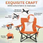 HaSteeL Folding Beach Chair Set of 2, Foldable Orange Camping Chairs for Outside, Low Beach Chair Portable for Adults Fishing, Picnic, Outdoor BBQ, Travel, Sports, Cup Holder & Storage Bag