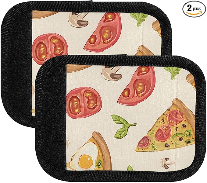 Pizza Tomato Egg Luggage Handle Wrap for Suitcase Luggage Tags Handle Covers Identifiers Soft Decorations Travel Accessories 2 Pack