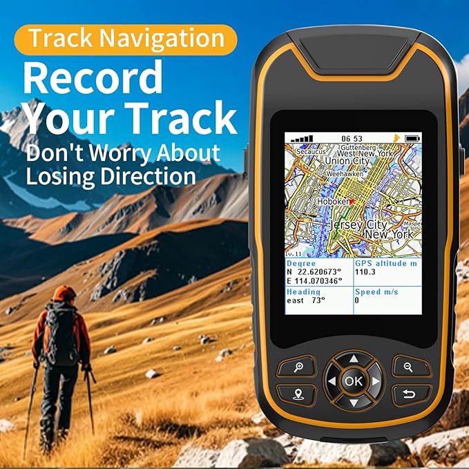 Handheld GPS for Hiking, Rugged and Waterproof Handheld GPS Navigator, 3.2" Sunlight Readable Screen, Compact Satellite Handheld GPS with USA Topo Map, Multi-GNSS Support, Extra Battery Life