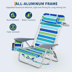 GarveeLife Backpack Beach Chair for Adults 2 Pack, Lightweight Portable Lay Flat Folding Beach Chair with 5 Positions, Backpack Straps, Phone Pocket, Cup Holder & Towel Bar, Support to 300 LBS