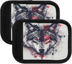 Qilmy Red Eyed Wolf Luggage Handle Wrap 2Pack Luggage Identifiers Tag Comfort Handle Grips Cover for Stroller Suitcase Bag Airplane Travel Accessories1532