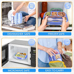 EASYFUN Bento Box Adult, Lunch Box, 4-Compartment Lunch Containers, Drop-Proof, Dishwasher Safe & Made with BPA-Free Materials (Blue)