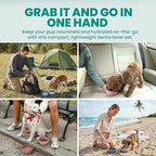 KindTail Dog Travel Bowls - Set of 2 Portable Pet Food & Water Dishes with Lid & Handle - Each Nesting Container Includes a Non-Slip Silicone Base - Microwave & Dishwasher Safe - BPA & Toxin-Free