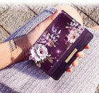 Passport Holder,RFID Blocking Passport Cover Cute Floral Traveling Passport Wallet for Women Purple Flowers.