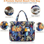 Trifabricy Beach Bags for Women Waterproof Sandproof Women Tote Bag, Large Beach Bag with Zipper for Gym Travel Vocation