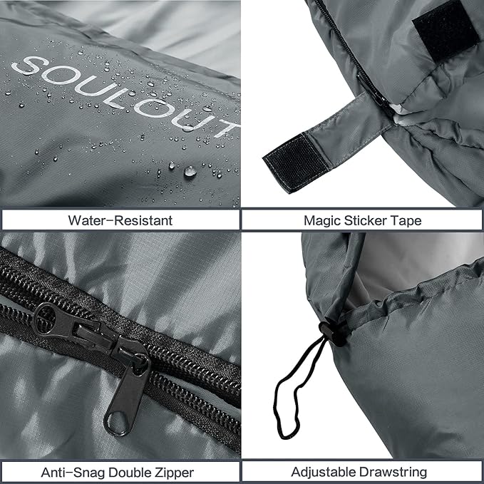 3-4 Season Sleeping Bag for Adults & Kids, Lightweight Warm Cold Weather Camping Bag with Waterproof Compression Sack – Portable for Hiking, Backpacking, Traveling & Outdoor Adventures