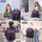 LOVEVOOK Laptop Backpack for Women Work Travel Backpack Commuter Business Computer Bag Teacher Doctor Nurse Bags College Backpack Purse, 17 Inch, Black-Purple-Purple