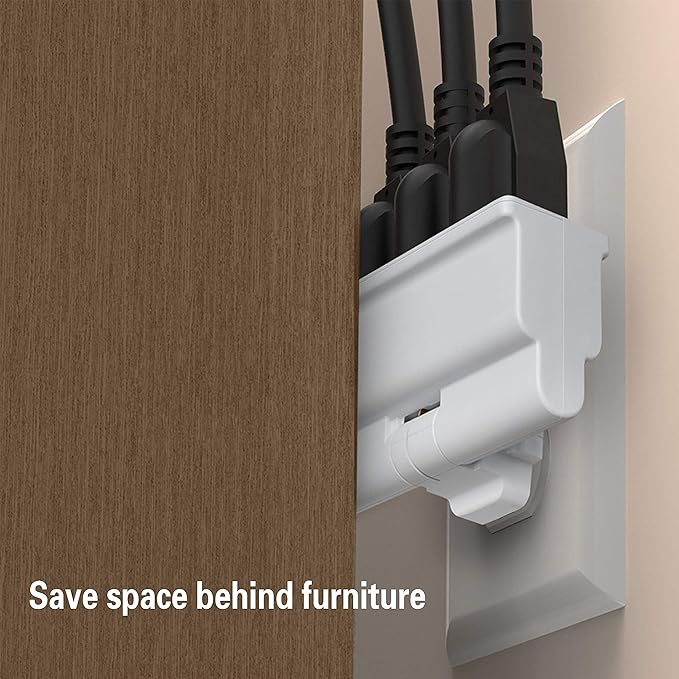 oviitech 3 Outlets 3-Prong Swivel Wall Adapter, Grounded 180 Degree Electrical Plug Adapter, Indoor Rated,White.