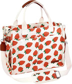 BESBESME Canvas Tote Bag for Women with Zipper & Compartments– Large Work & College Laptop Tote Crossbody Shoulder Bag