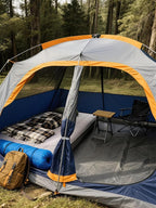 CAMPROS CP Upgraded 6/8 Person Camping Tents, Waterproof Windproof Family Tent with Larger Mesh Windows & Door, Double Layer, Easy Set Up, All-Season Dome Tent with Top Rainfly & Carry Bag